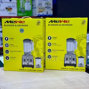 Mewe 2200w Blender Grinder, Model MWBLD-Hsb02bk-2200