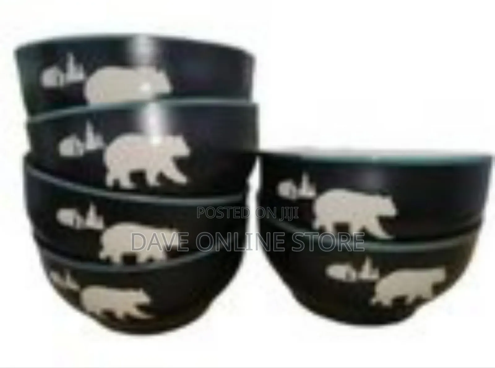 6-Piece Set 0f Rustic Bear Forest Ceramic Bowls