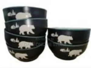 6-Piece Set 0f Rustic Bear Forest Ceramic Bowls