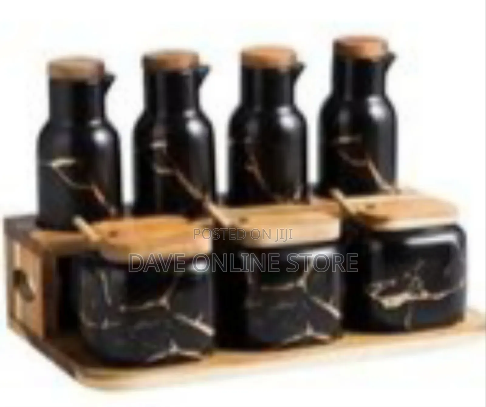 Elegant Marble-Design Ceramic Seasoning Oil Dispenser Set