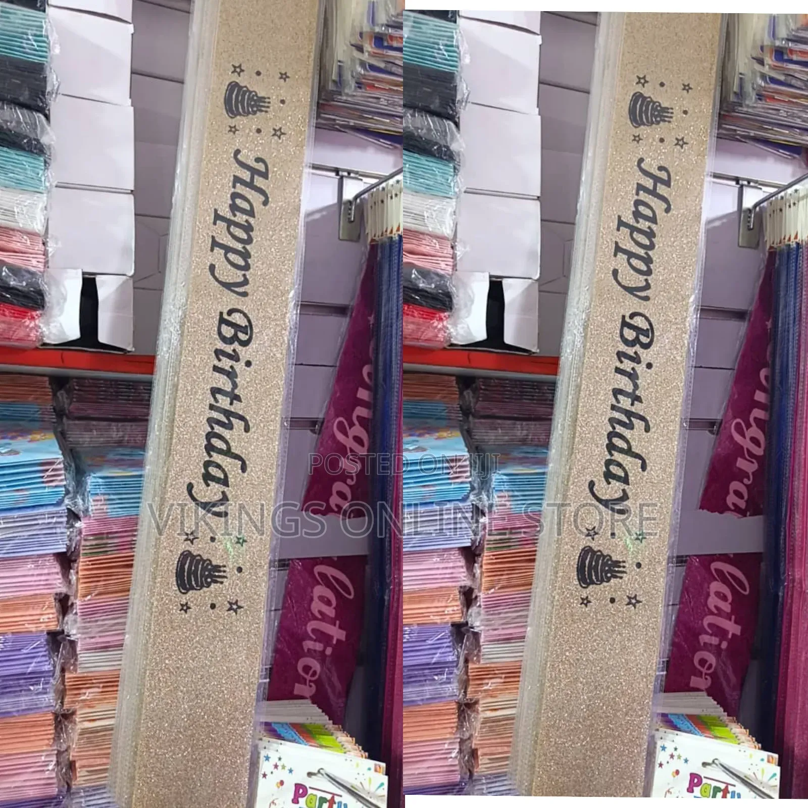 Glittery Celebration Sashes or Banners Reading "Happy Birthday"