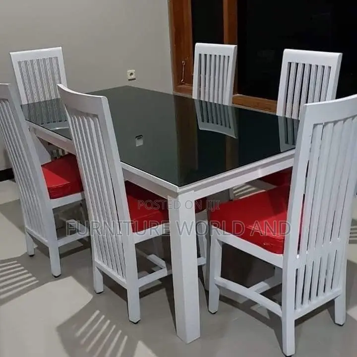 White Wooden Six Sitter Dining Table