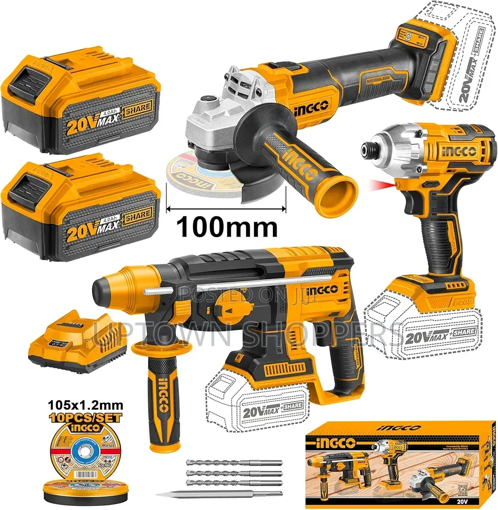 Ingco Cordless Demolition Breaker 20v 2 Batteries Charger