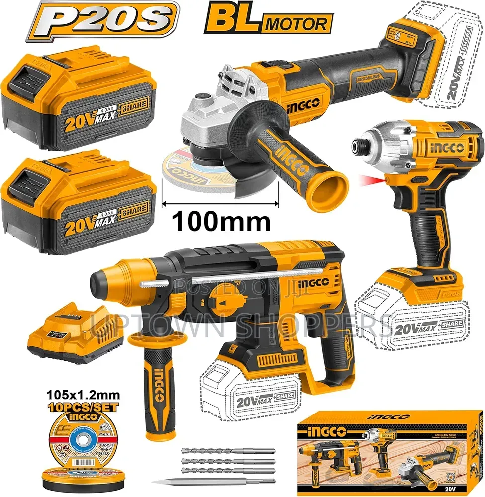 Ingco Cordless Demolition Breaker 20v 2 Batteries Charger