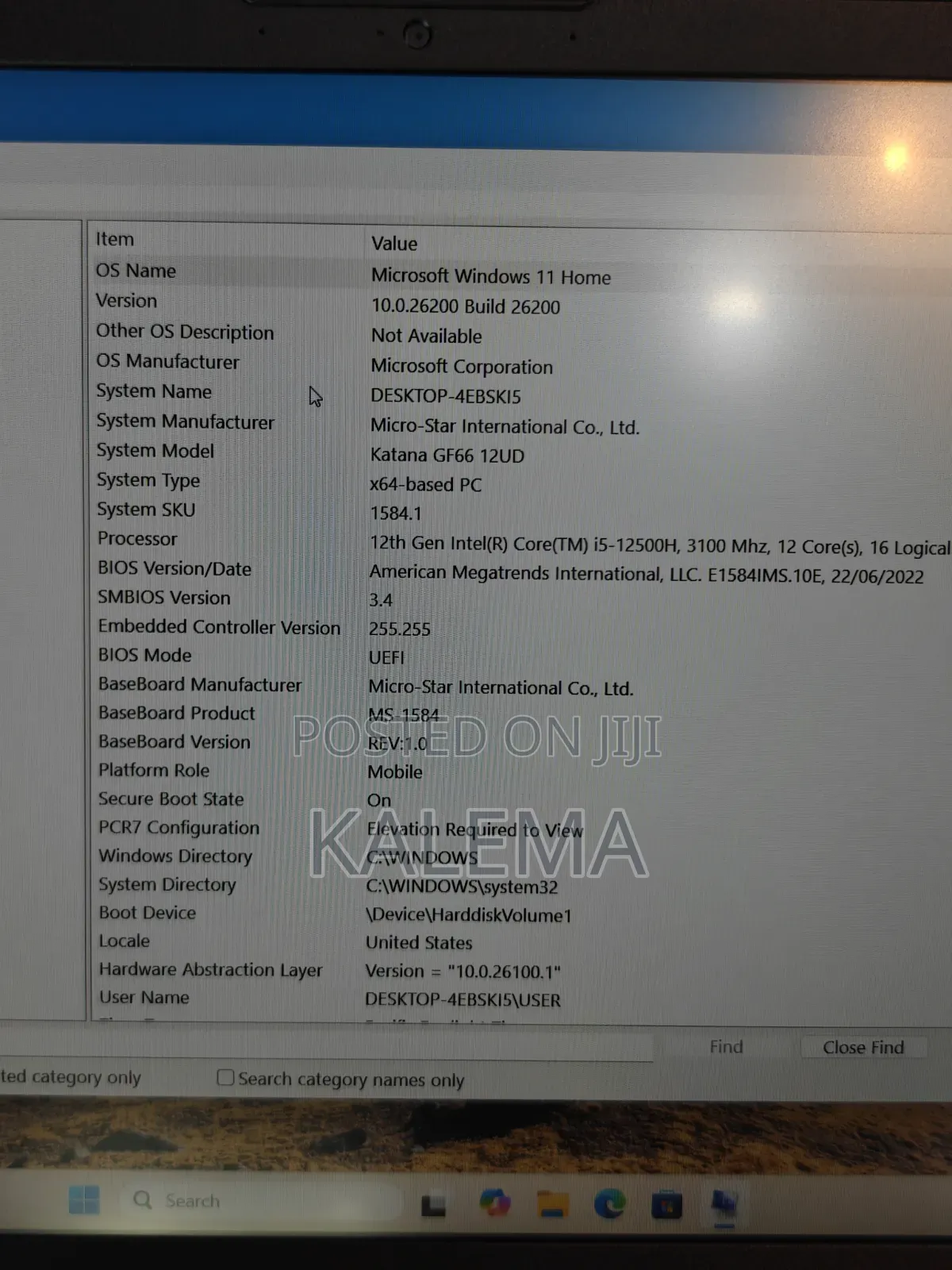 New Laptop MSI Katana GF66 16GB Intel Core i5 SSD 512GB