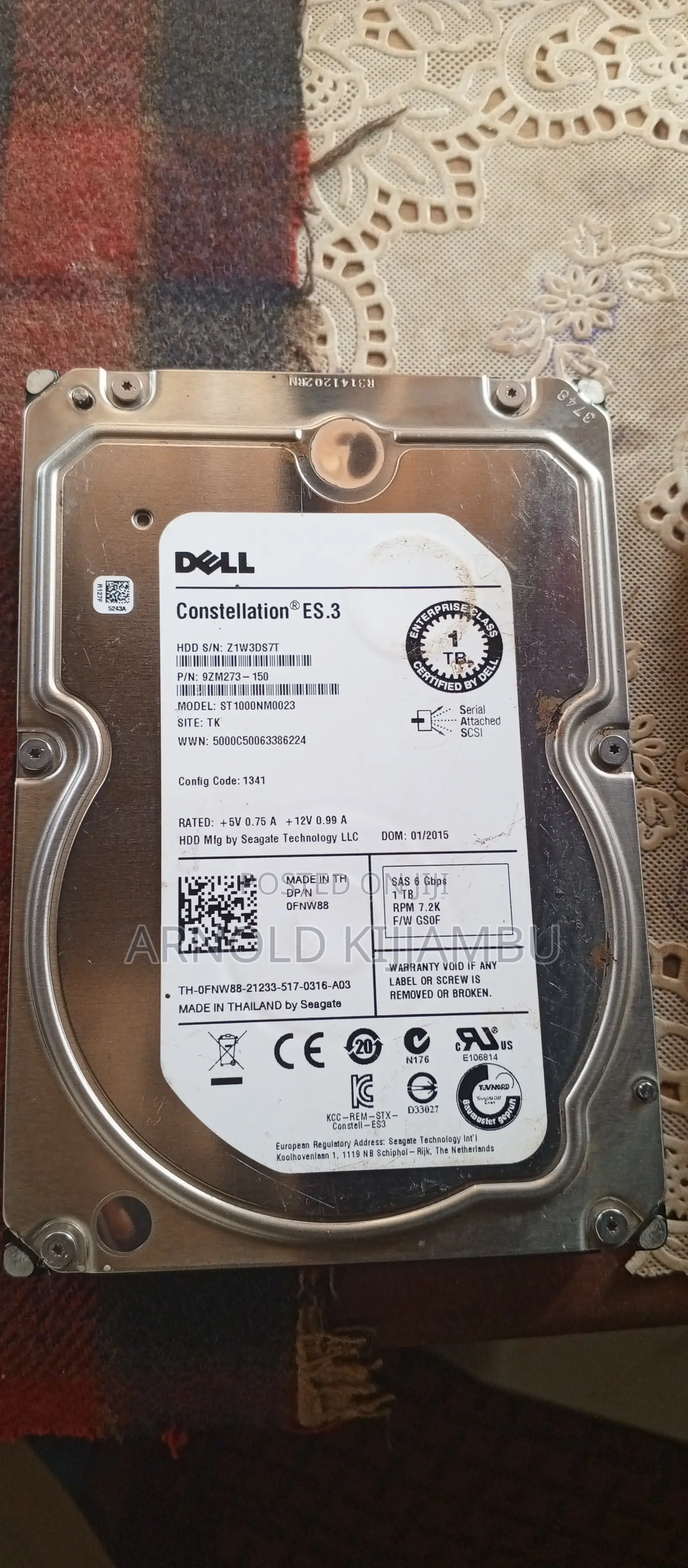 500gb Seagate Barracuda Sata Hdd, 7200 RPM 1tb Dell/Seagate Constellat