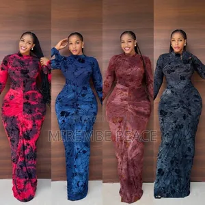 Long Sleeve Velvet Bodycon Max Dresses