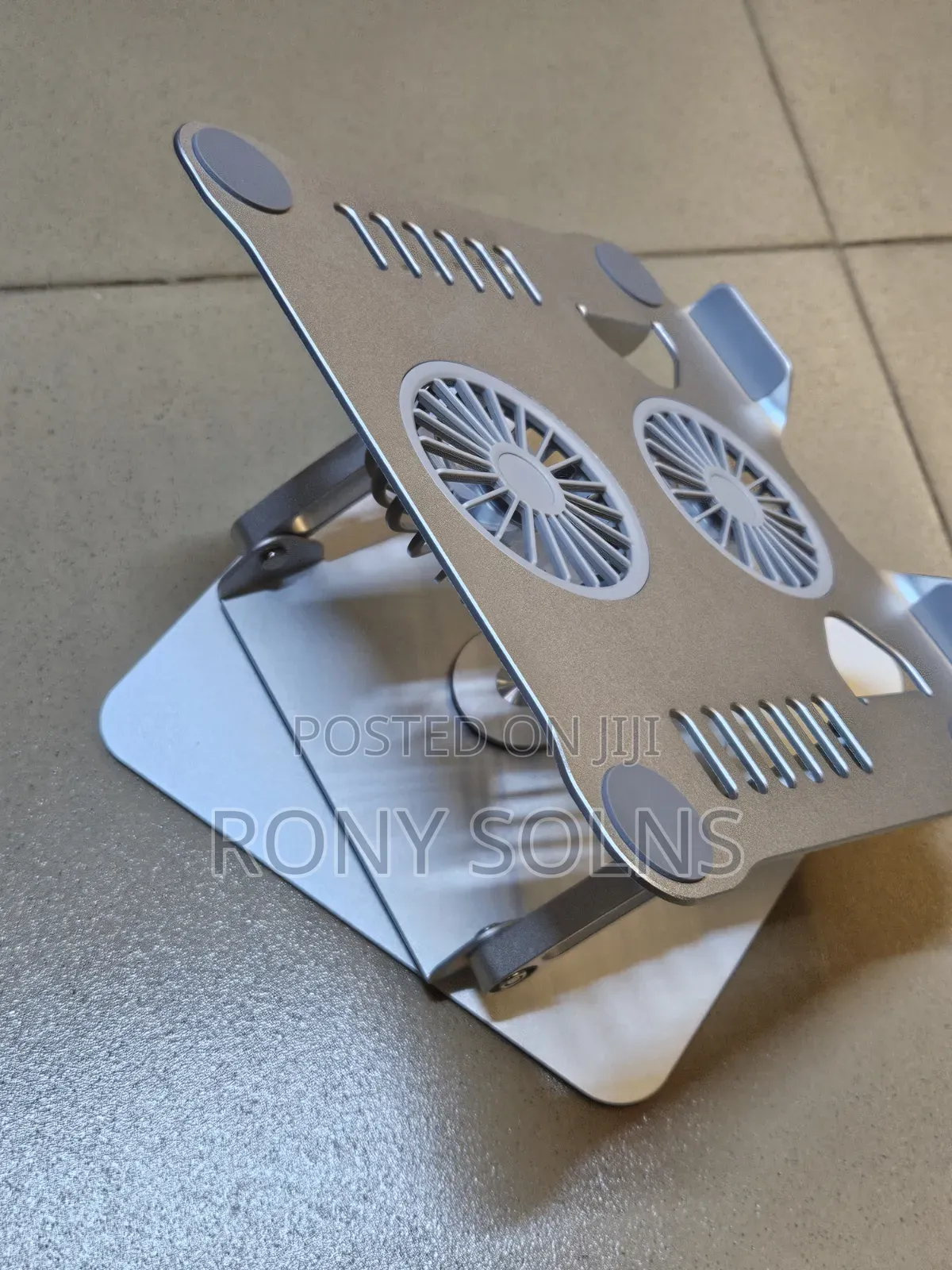 Foldable Aluminum Alloy Laptop Stand With Dual Cooling Fans.