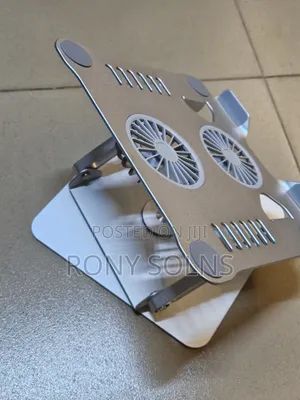Foldable Aluminum Alloy Laptop Stand With Dual Cooling Fans.