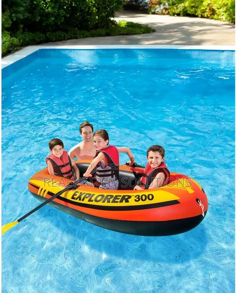 Intex Explorer 300 Inflatable 3 Person Boat Set With Pump