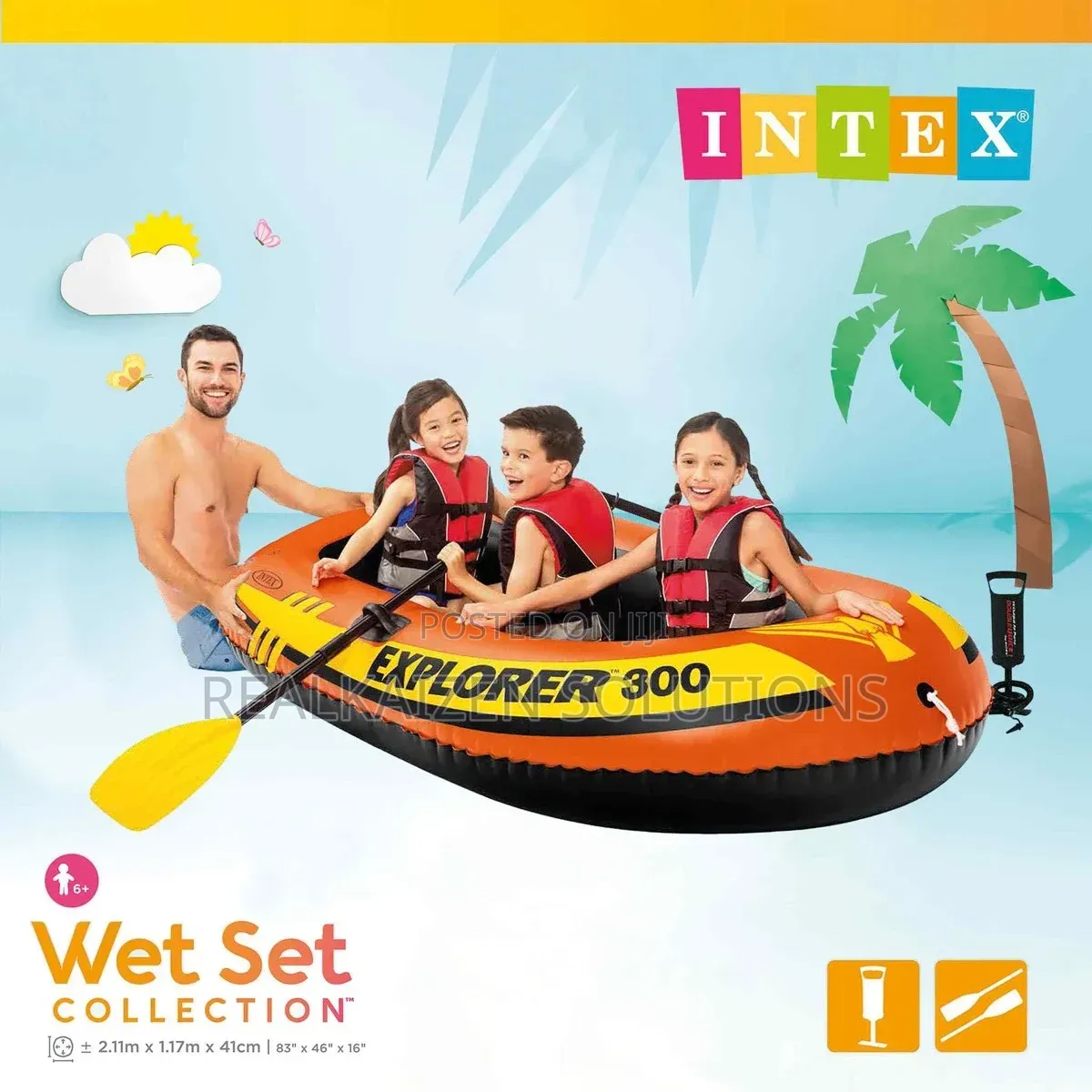Intex Explorer 300 Inflatable 3 Person Boat Set With Pump