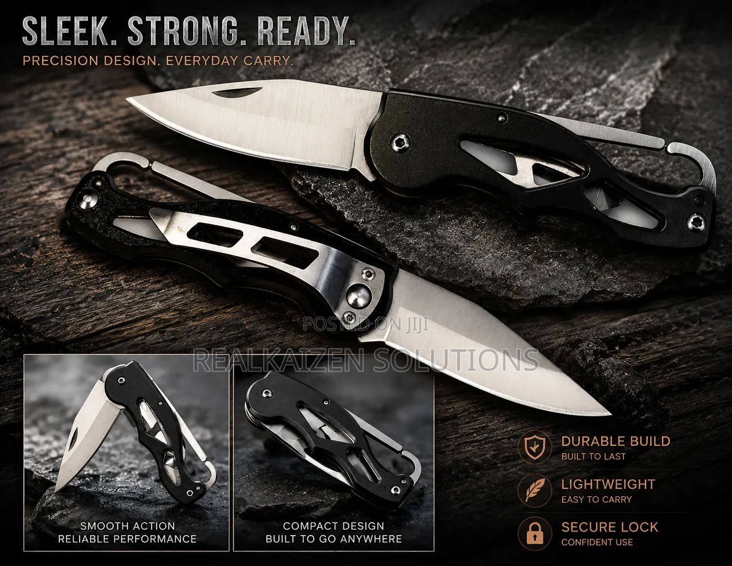 Carabiner Folding Outdoor Knife With Belt Clip