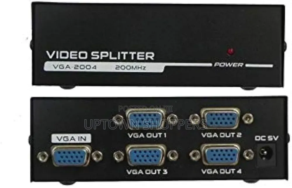 4port Splitter With Power Adapter for Vga/ Svga 4 Port