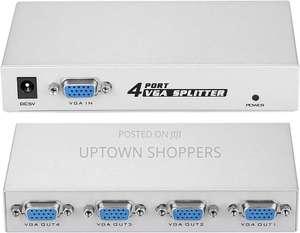 4port Splitter With Power Adapter for Vga/ Svga 4 Port