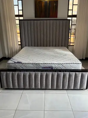 Grey Line Wooden Framed Bed