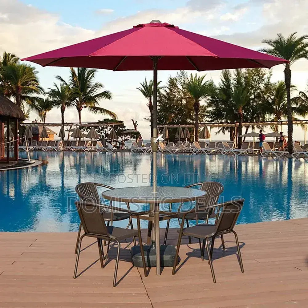 Round Patio Market Umbrella, 8 Ribs Garden Parasol Umbrella