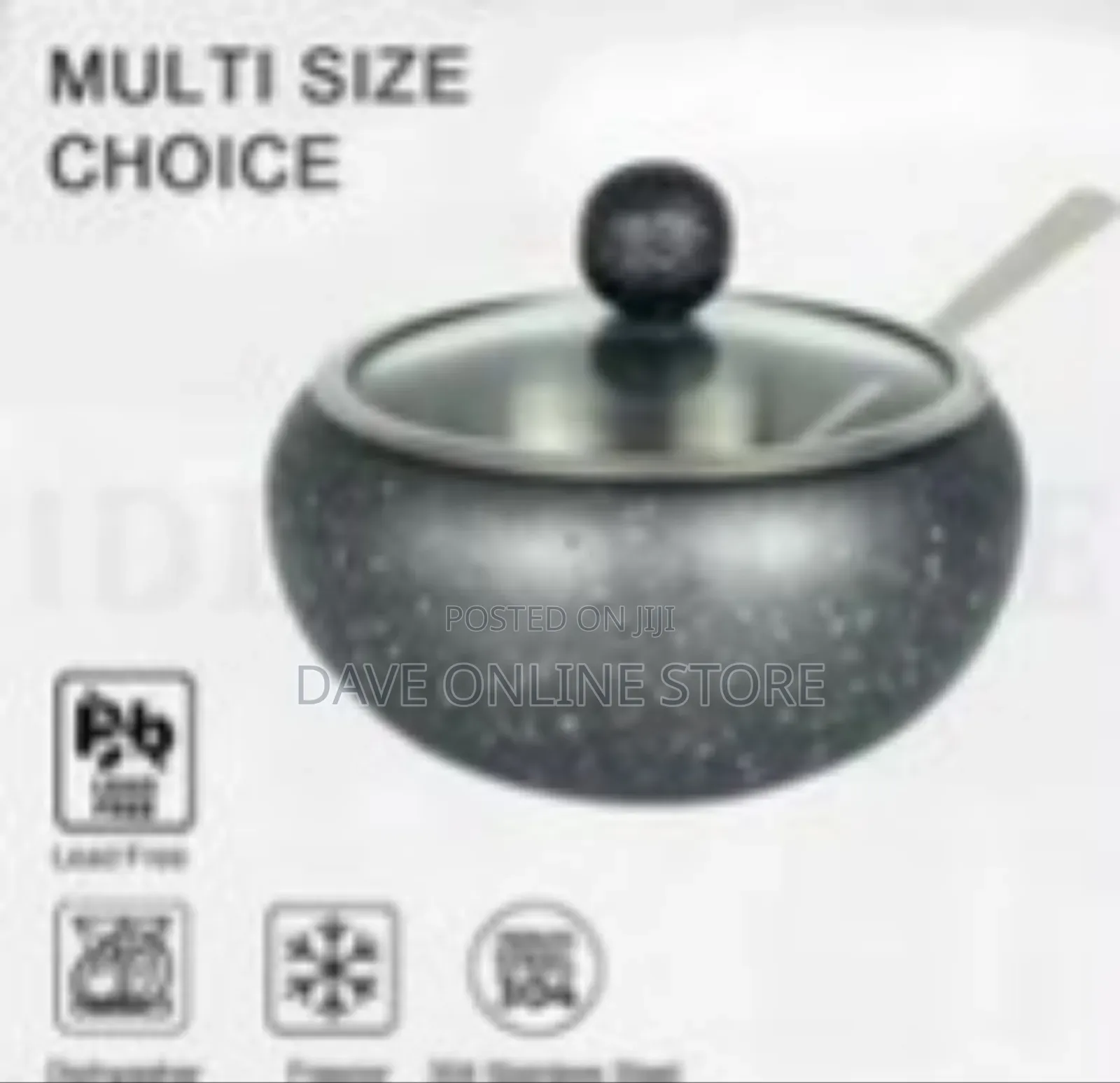 Contemporary Speckled Condiment Bowl With Glass Lid and Spoon