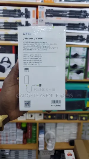 Recrsi 50w Usb-C Fast Charger With Uk 3-Pin Plug and Lightning Cable