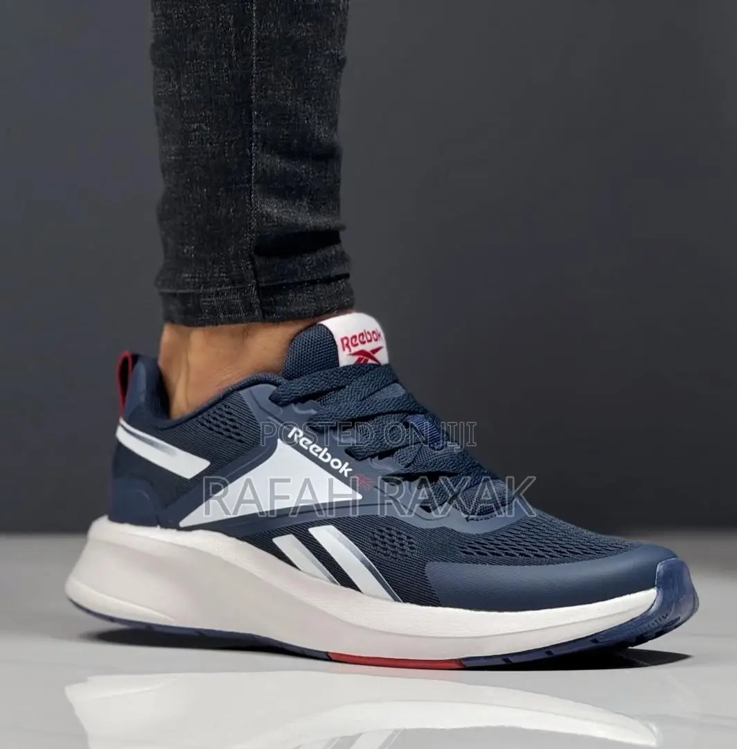 Navy Blue and White Version of Reebok Trainer Sneakers