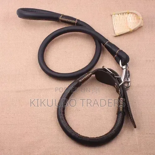 Pu Leather Dog Lead With Dog Collar Set