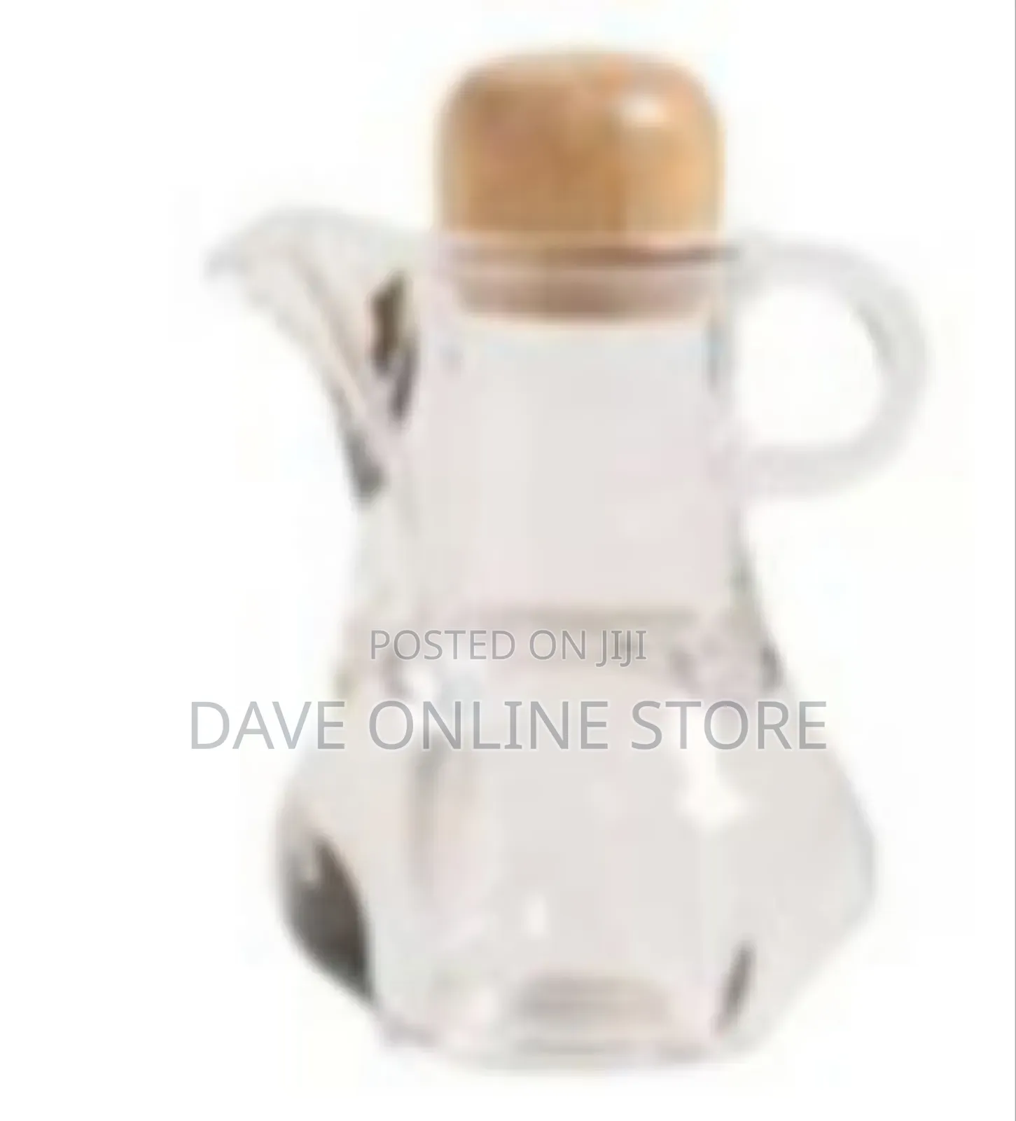 Elegant Glass Cruet / Serving Pitcher With Wooden Stopper