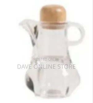 Elegant Glass Cruet / Serving Pitcher With Wooden Stopper