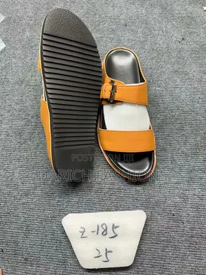 Men's Pedro Branded Orange Cross Leather Slippers