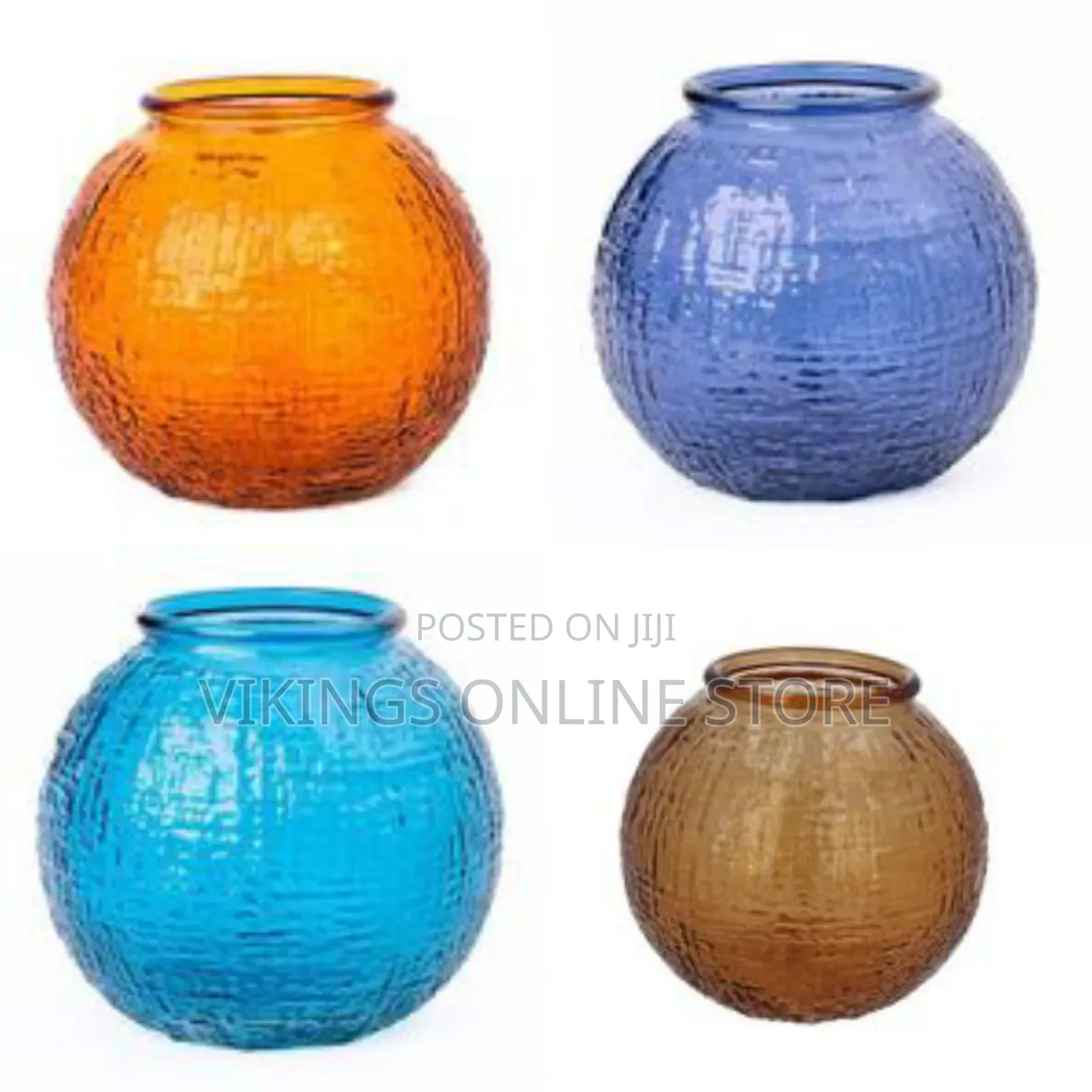 Round Orange Textured Vase Glass Bubble Bowl Glass Round Candy Dish
