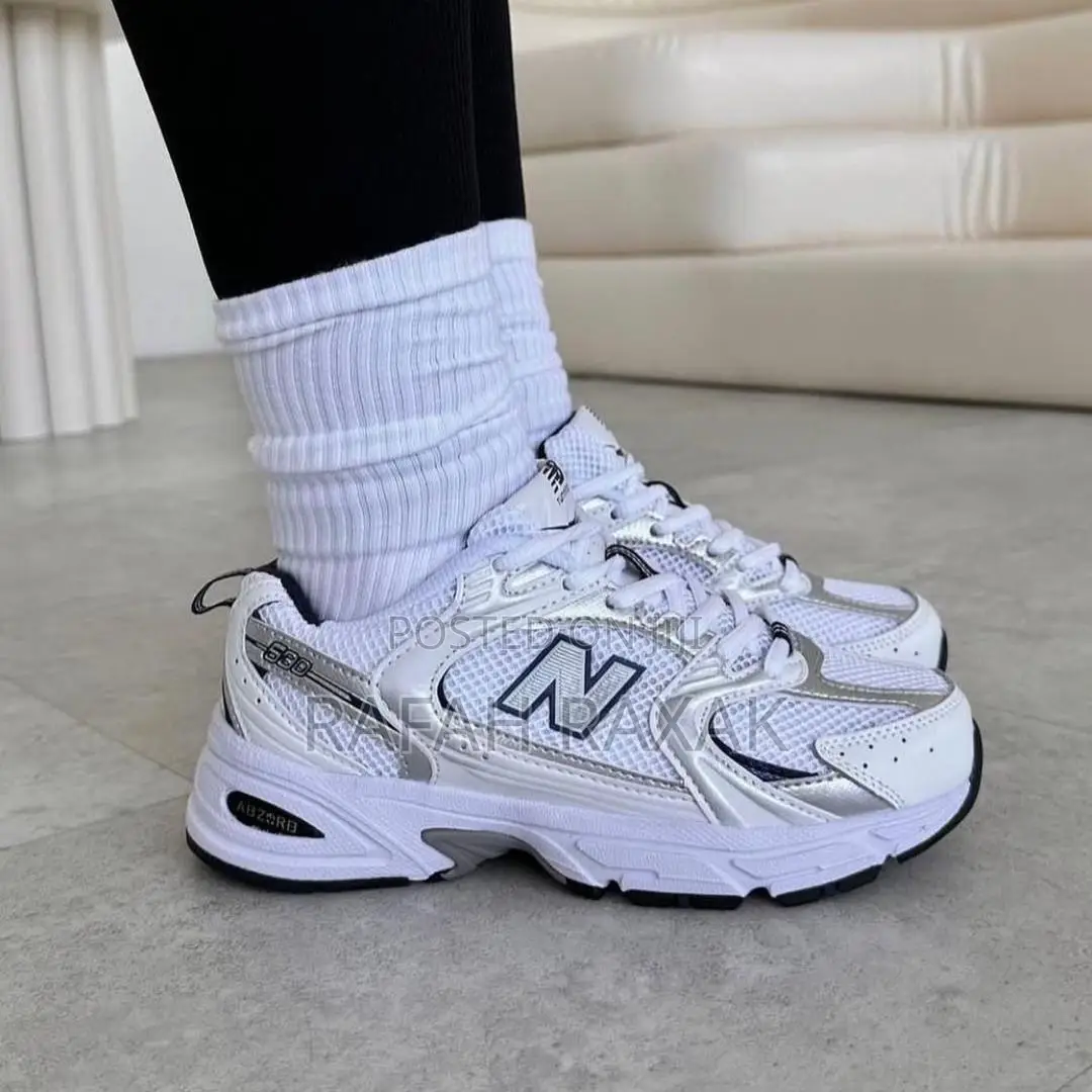 White With Silver New Balance 530 Trainer Sneakers
