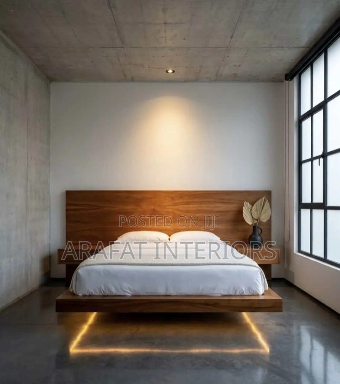 Floating Platform Bed With Underglow Led Lighting.