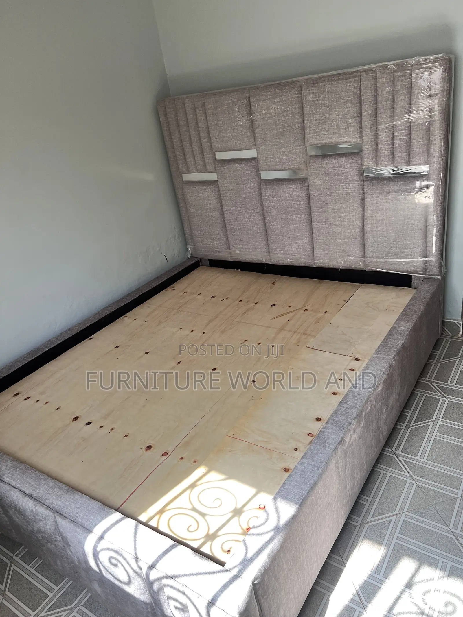 Grey Fabric Bed