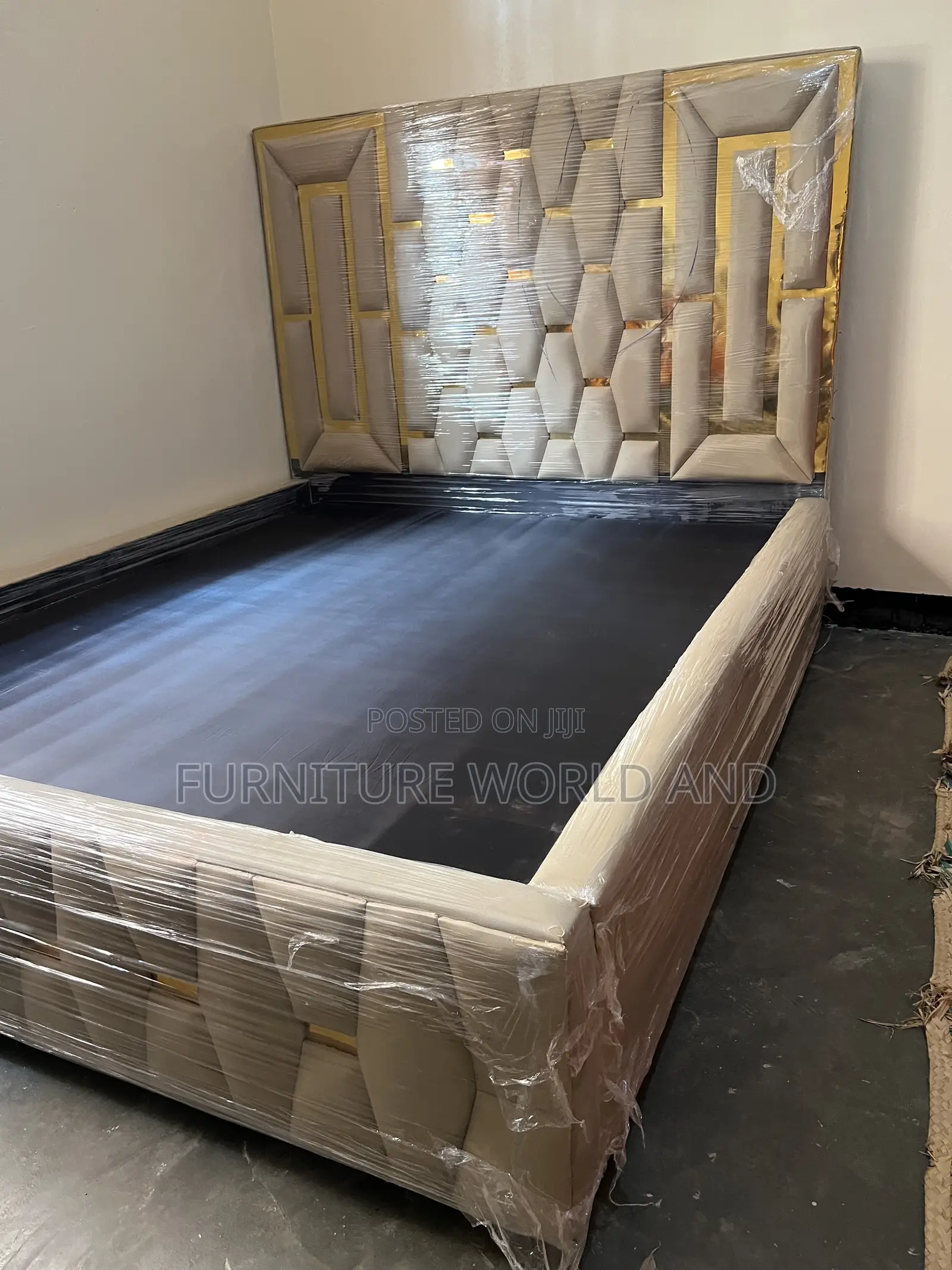A Cream Leather Puzzle Bed