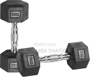 Premium 5kg Hexagonal Rubber Coated Dumbbells (Pair)