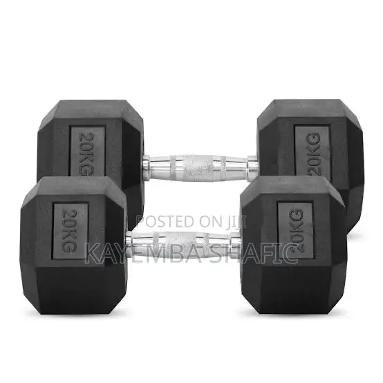 Pair of 20kg Heavy Duty Rubber Hex Dumbbells (40kg Total)