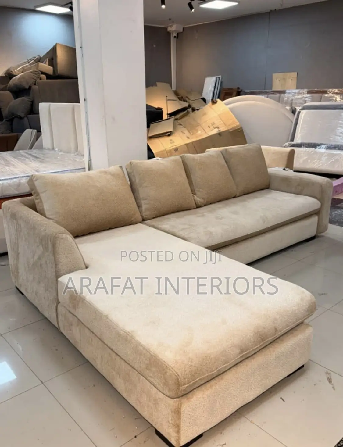 Beige Luxe L-Sectional Sofa