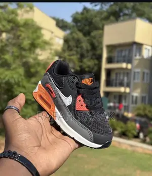 Black,Gray and Orange Nike Air Max 90 Kids Sneakers