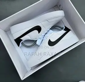 White With Blue Tick Nike Court Shot Sneakers