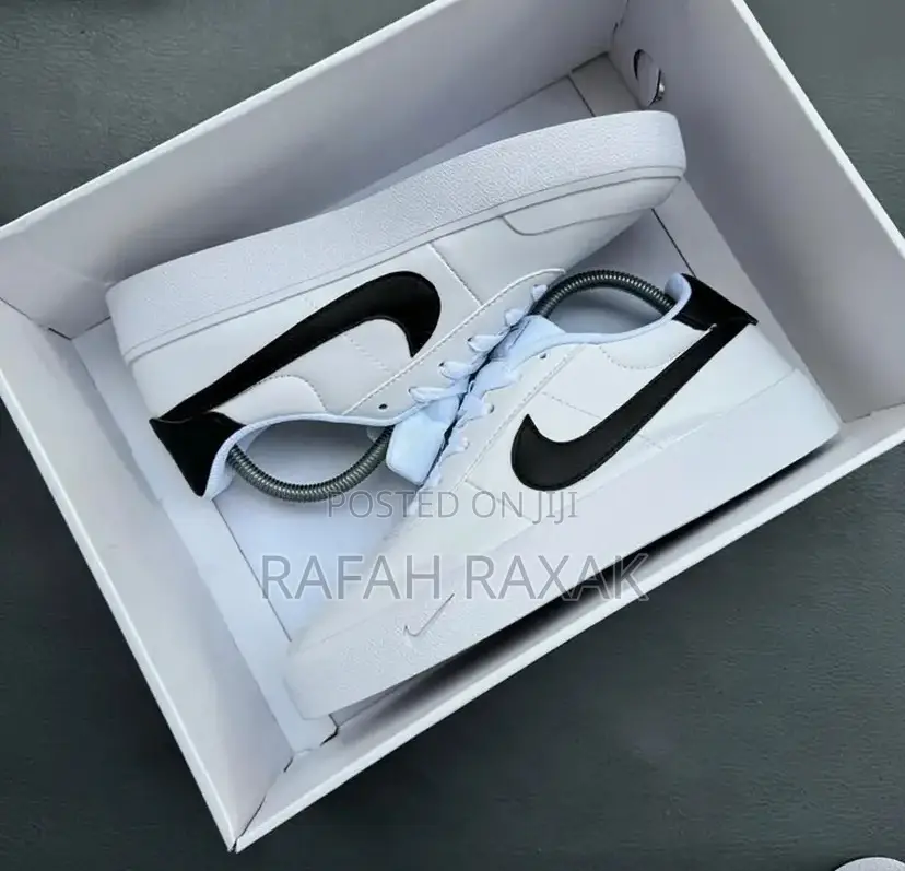 White With Blue Tick Nike Court Shot Sneakers