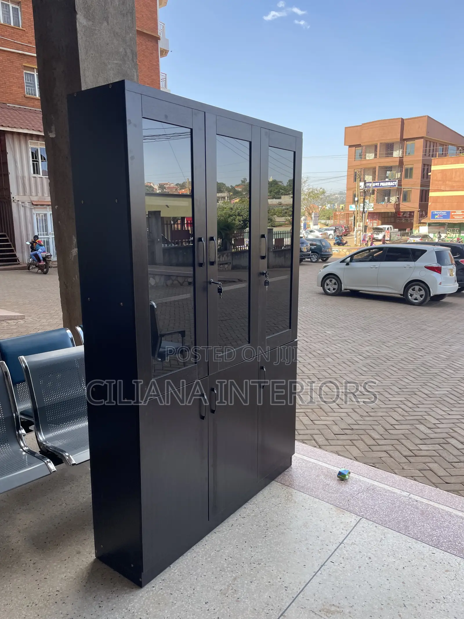 3 Door Black Bookshelf