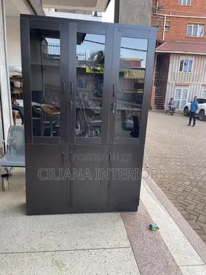 3 Door Black Bookshelf