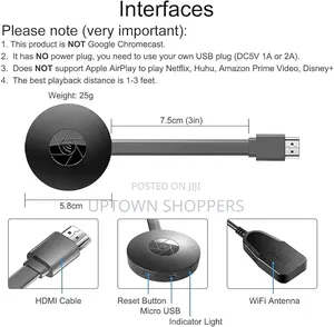 Mirascreen 1080p Wireless Wifi Display Tv Hdmi Dongle Media