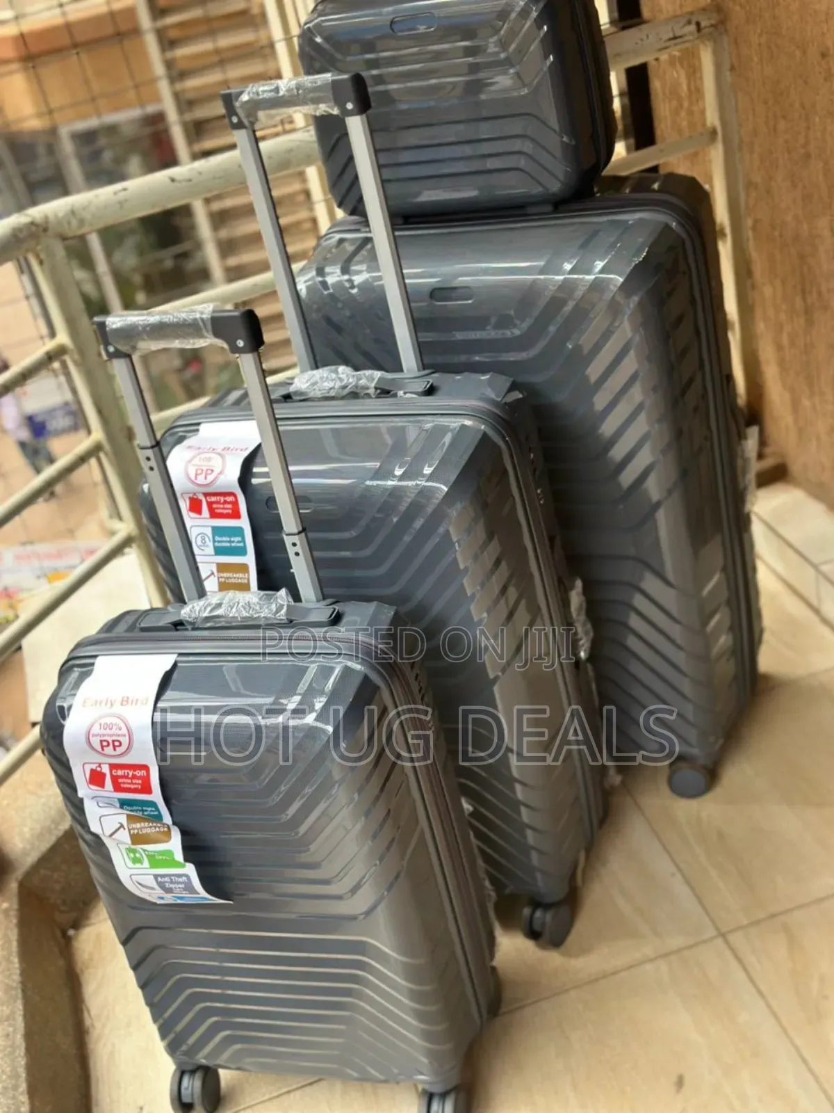 Set of 4pcs Waterproof Rubber Suitcases - Grey