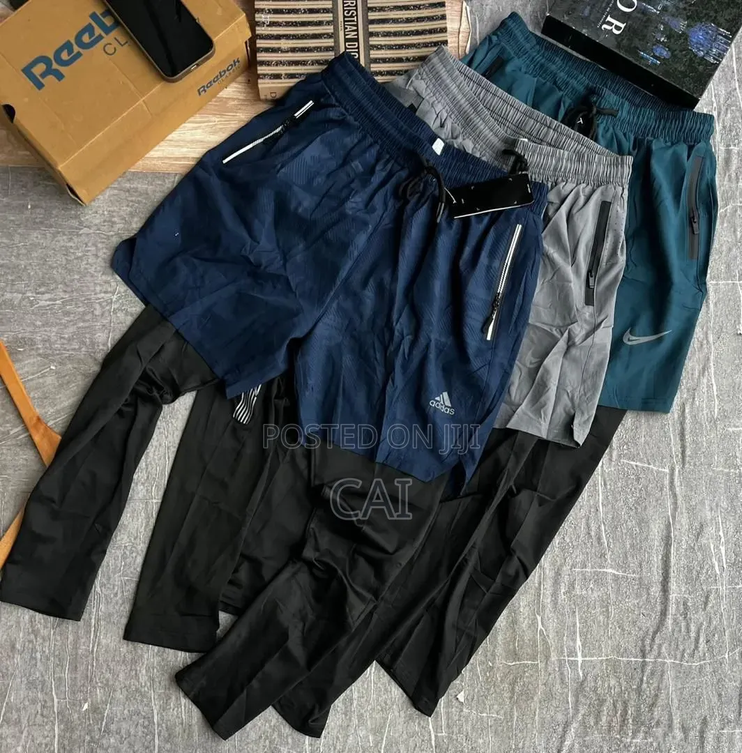 Men's Athletic Gym Shorts With Built-in Compression Tights
