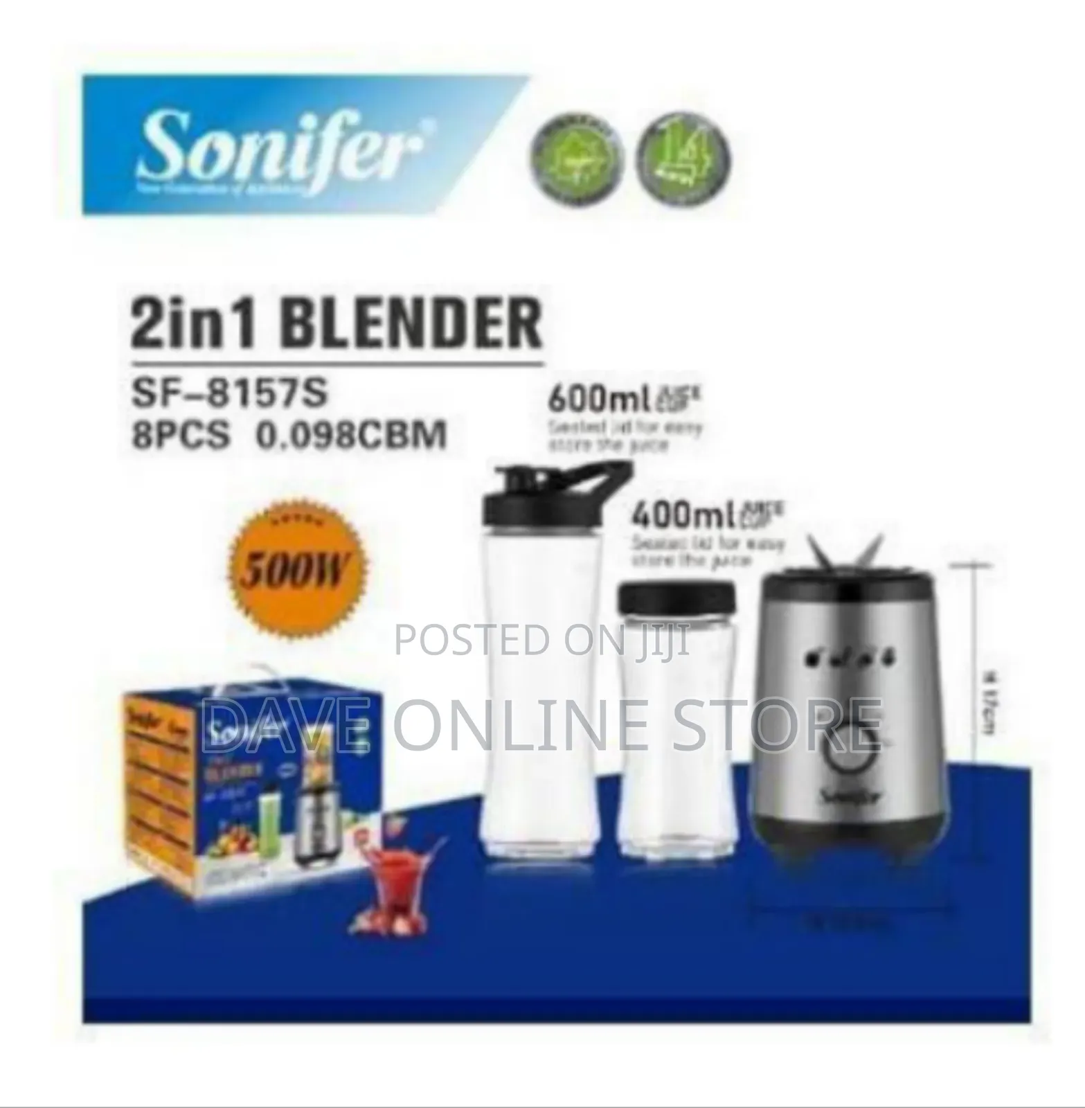 Sonifer 2-in-1 Compact Personal Blender System (500w)
