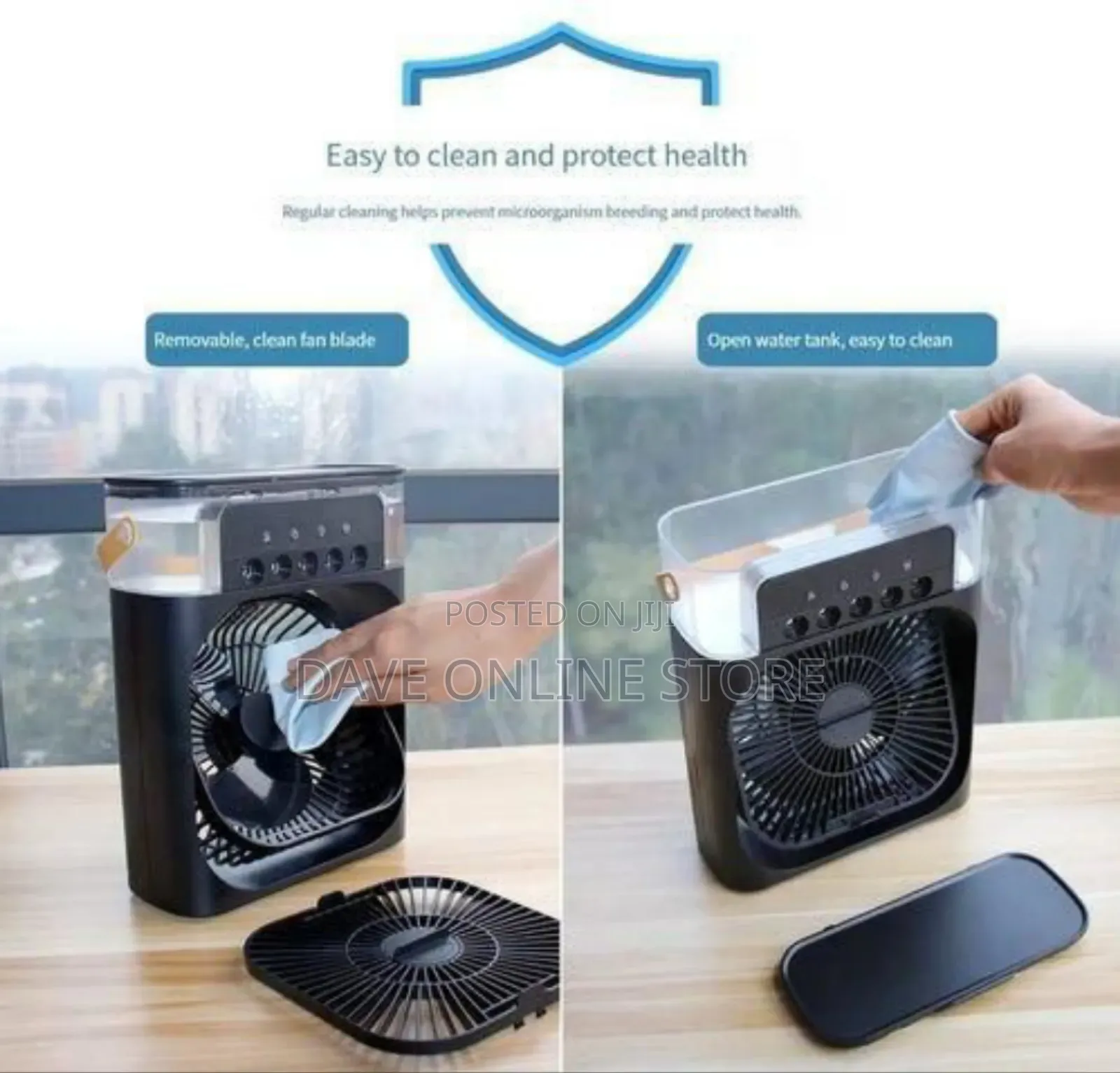 Portable Evaporative Air Cooler and Misting Fan With Led Night Light