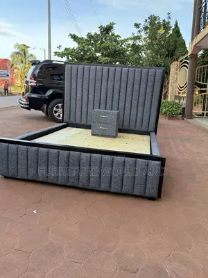 Grey Line Wood Framed Bed