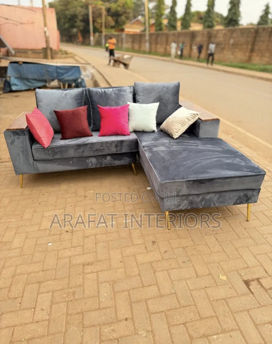 Grey Luxury L-Sectional Sofa 