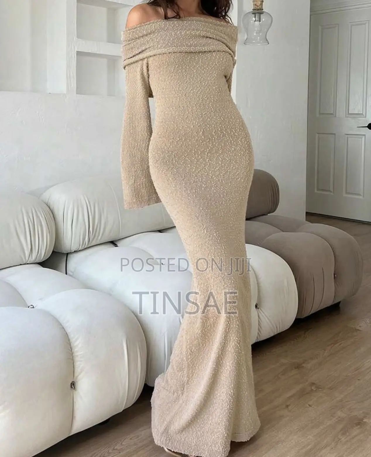 Textured Boucle Knit Maxi Dress