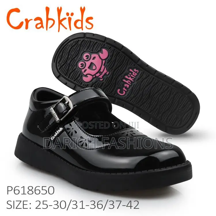 Crabkids Black Girls' School Shoes