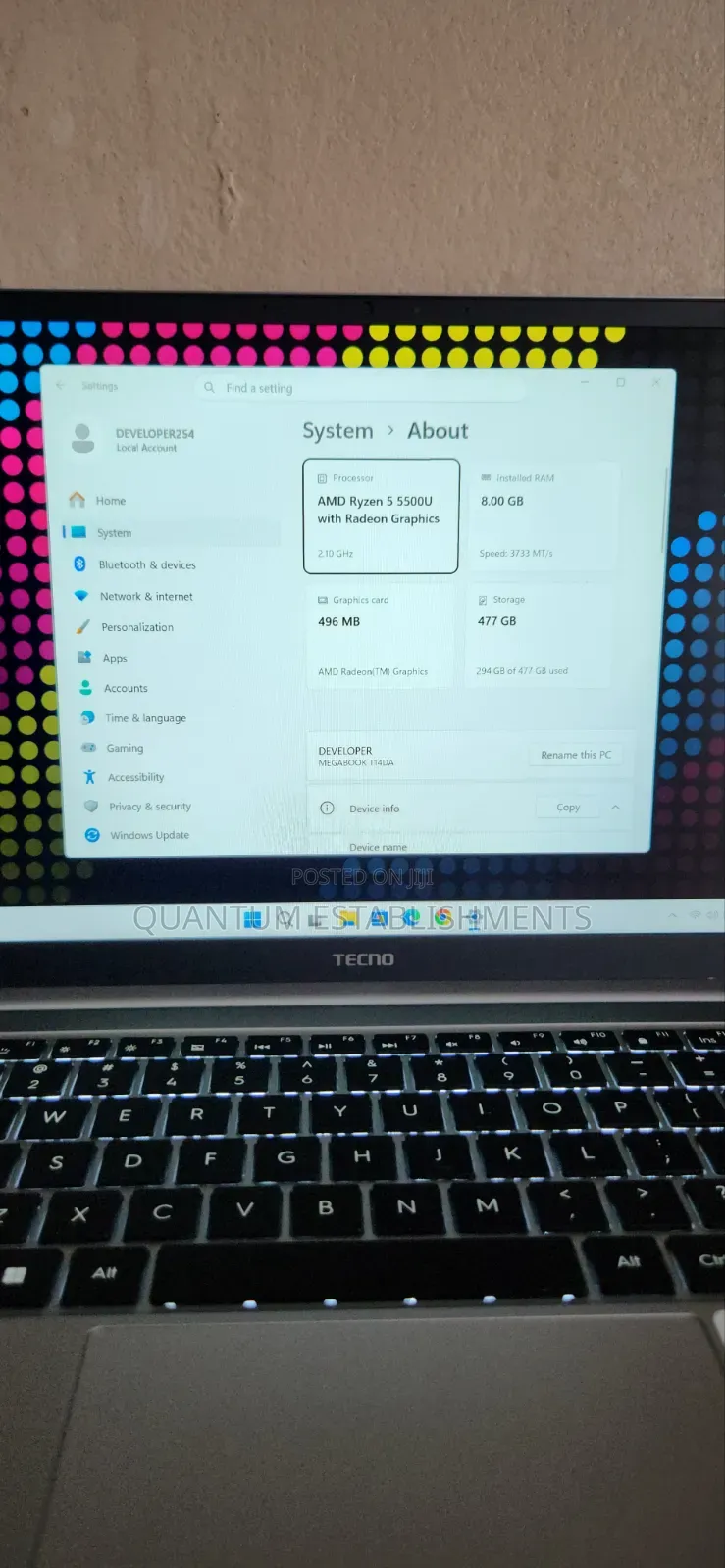 Laptop Tecno 8GB AMD Ryzen 5 SSD 512GB